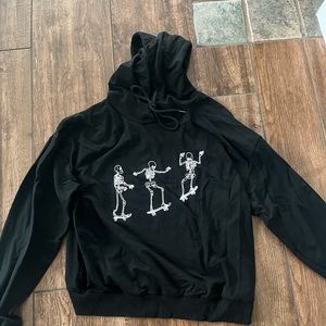 Long sleeve black skateboarding skeleton hoodie